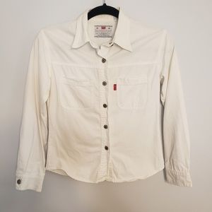 Levi's White Denim Fitted Shirt Jacket Shachet